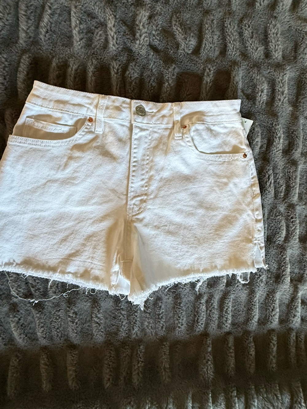 YMI White Frayed Hem Denim Shorts